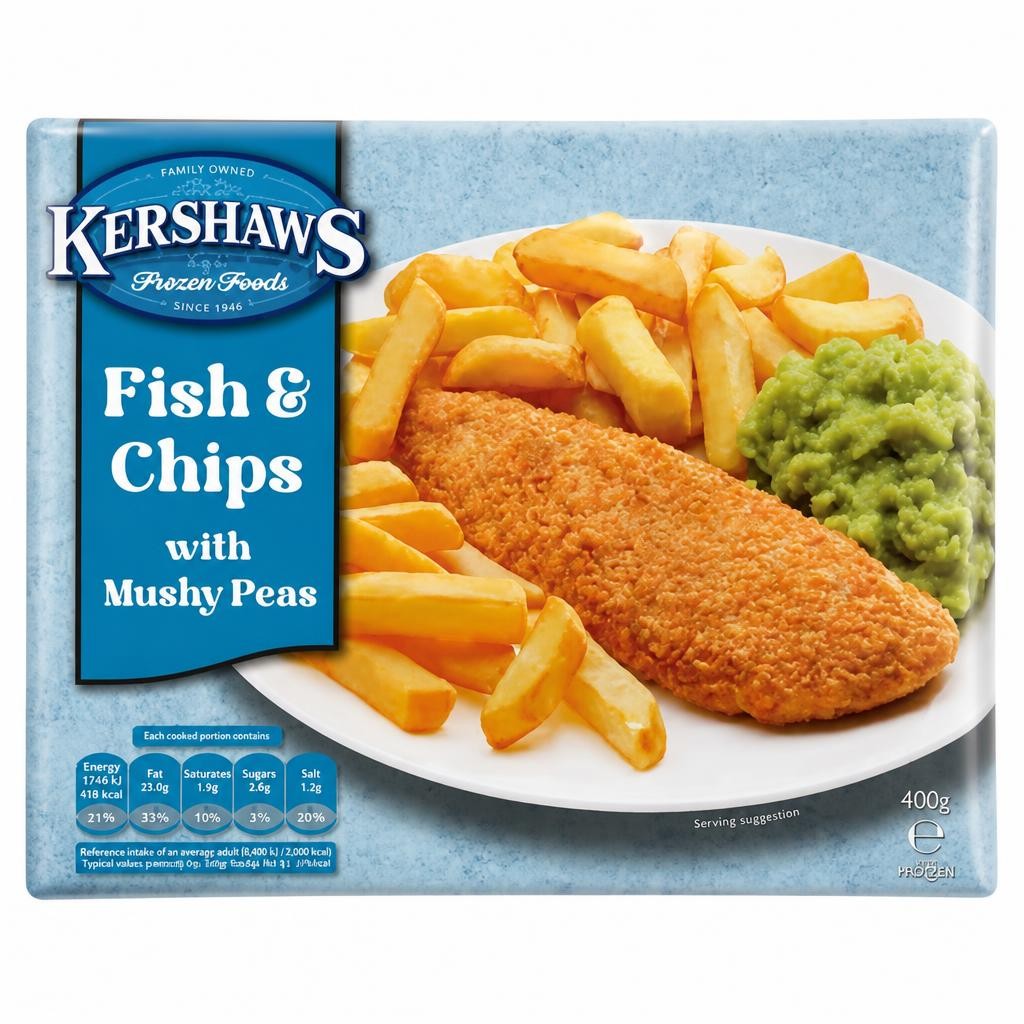 Kershaws Fish & Chips with Mushy Peas 400g