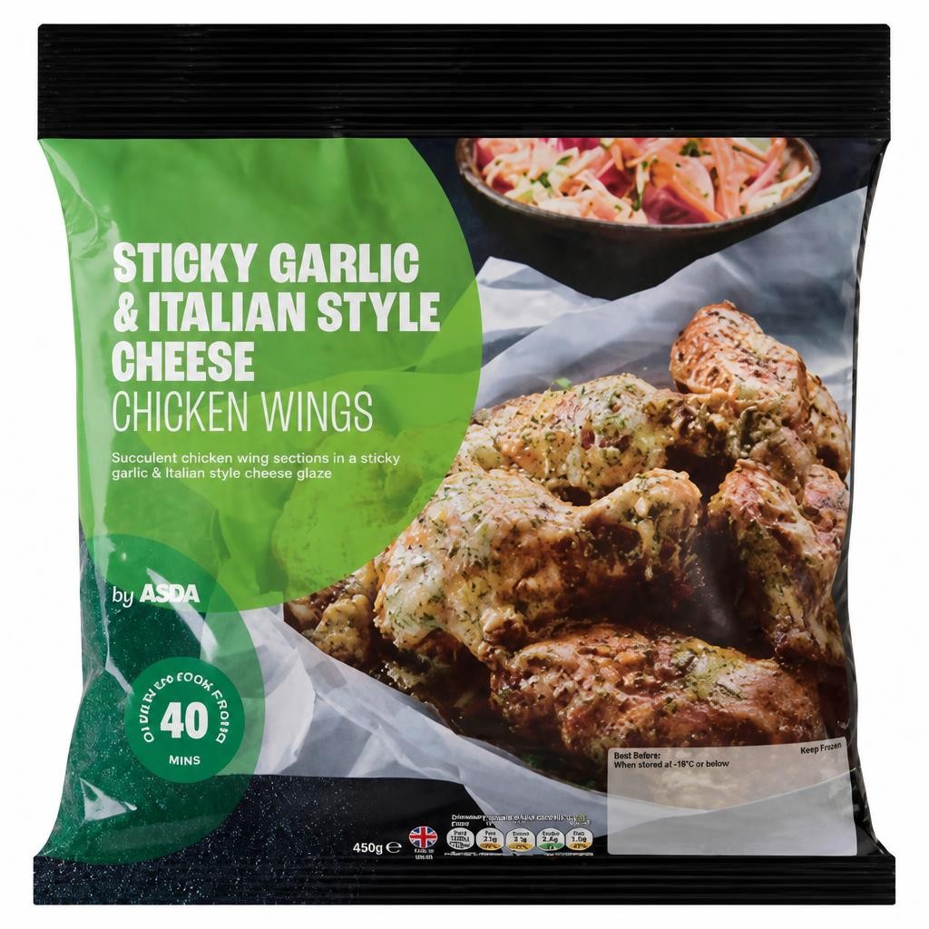 ASDA Sticky Garlic & Italian Style Cheese Chicken Wings 600g
