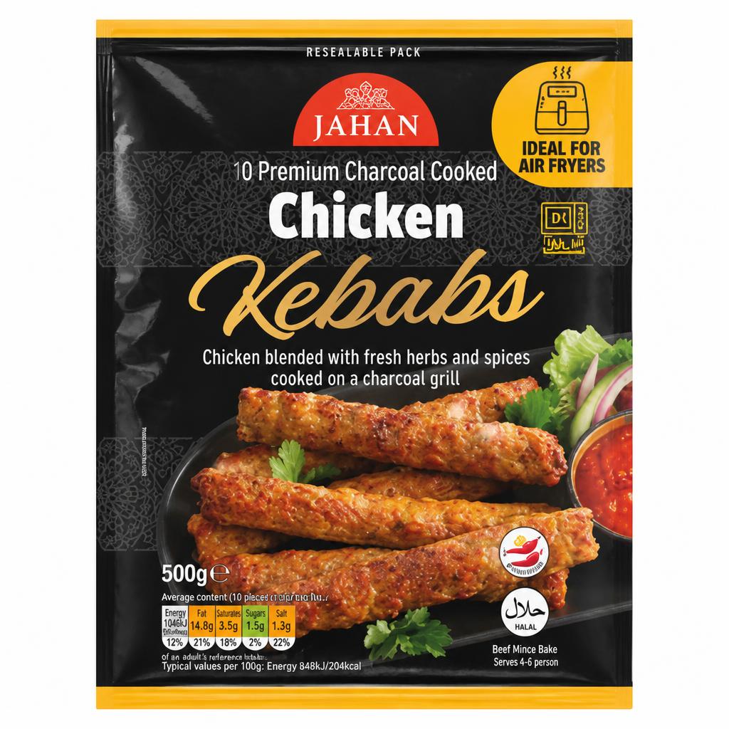 Jahan 10 Premium Charcoal Cooked Chicken Kebabs 500g