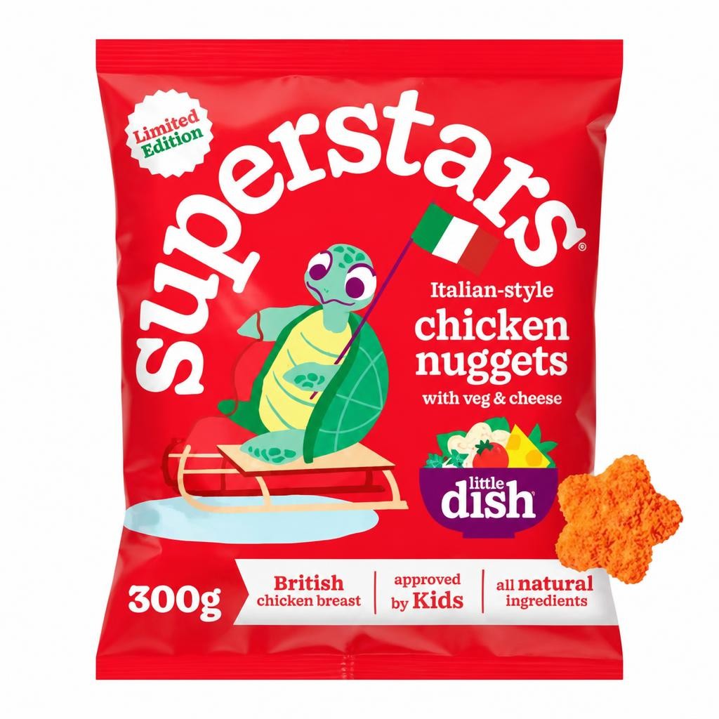 Little Dish Superstars Italian-style Chicken Nuggets with veg & cheese
