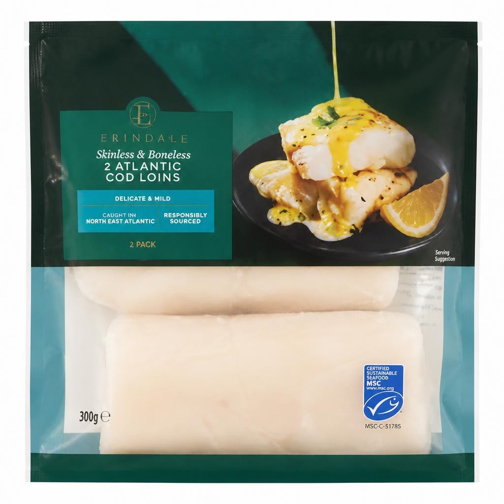 ASDA 2 Skinless & Boneless Atlantic Cod Loins 300g