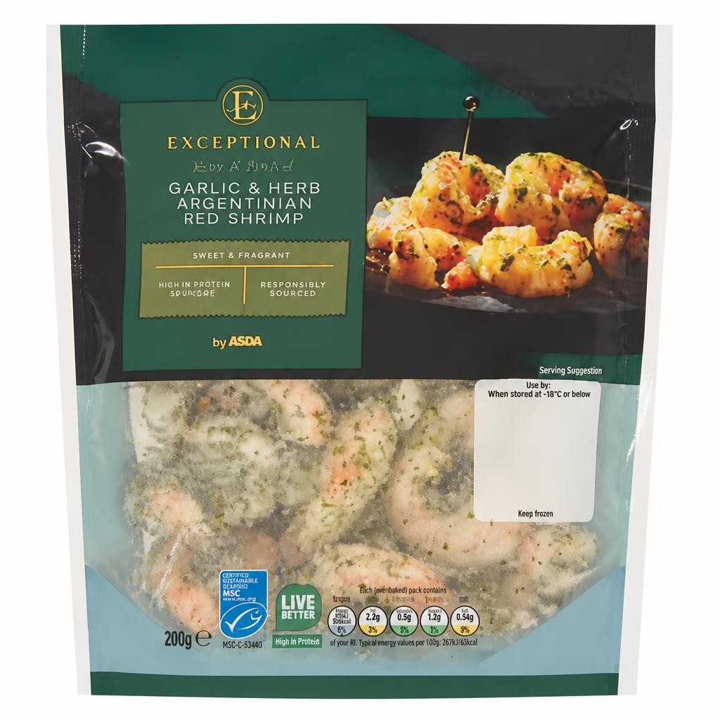 Exceptional by ASDA Garlic & Herb Argentinian Red Shrimp 200g