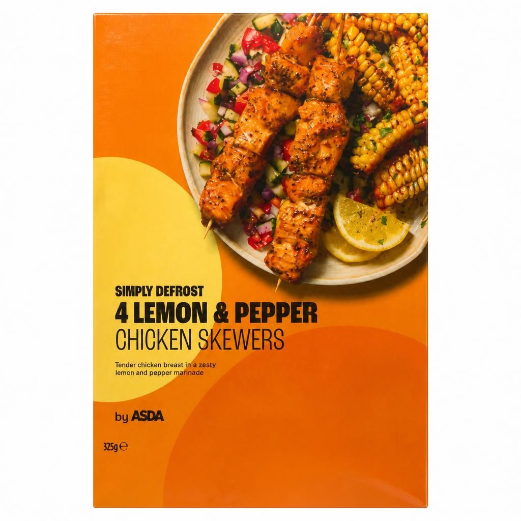 ASDA 4 Lemon & Pepper Chicken Skewers 340g