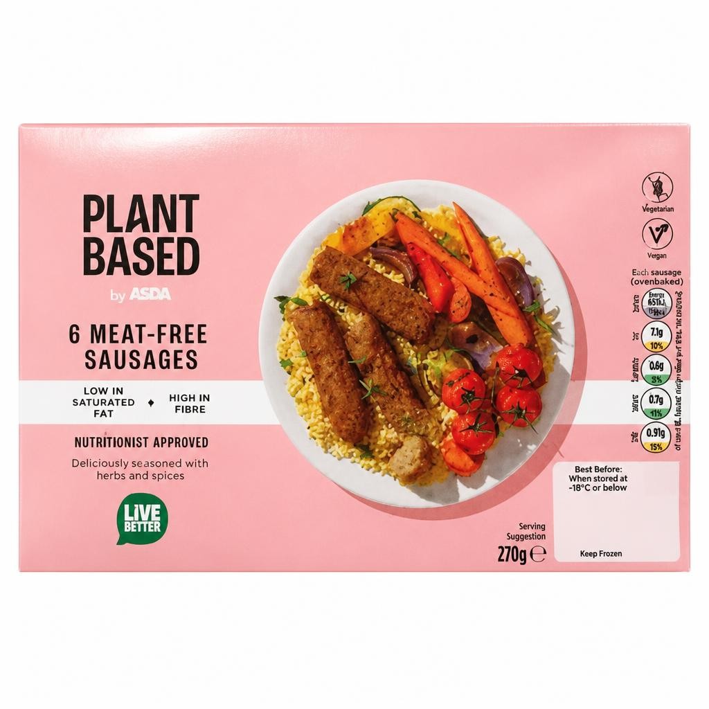 ASDA Plant Based by  6 Meat-Free Sausages 270g