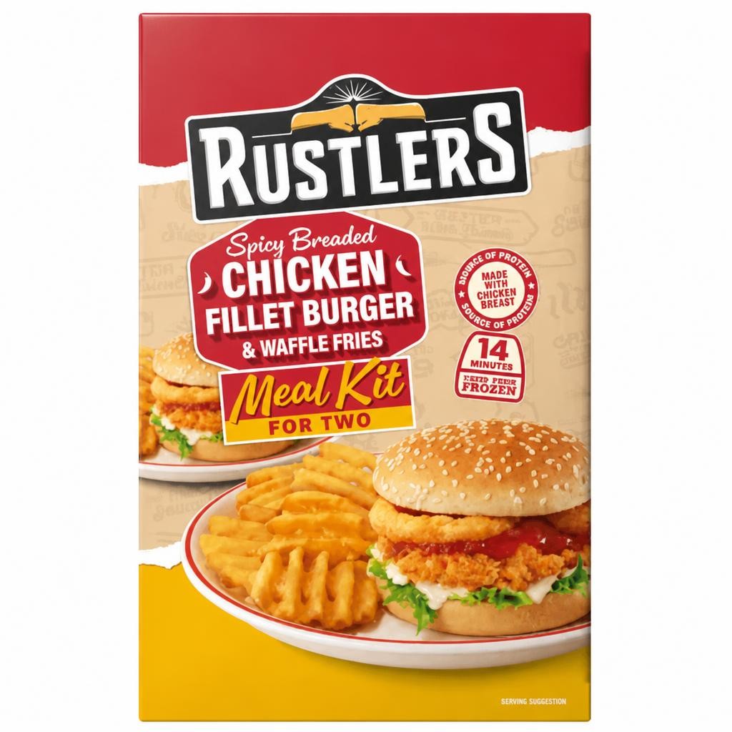 Rustlers Spicy Breaded Chicken Fillet Burger & Waffle Fries 630g