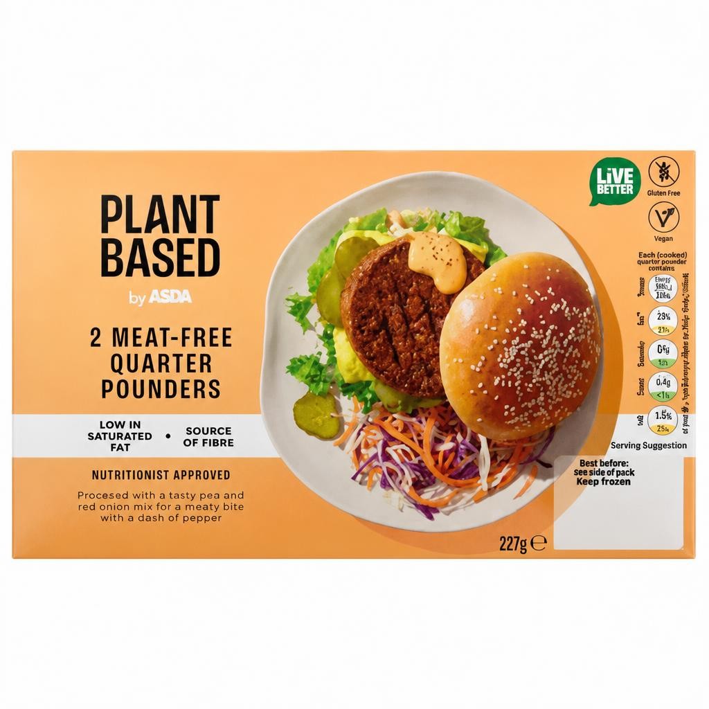 Plant Based by ASDA 2 Meat-Free Quarter Pounders 227g