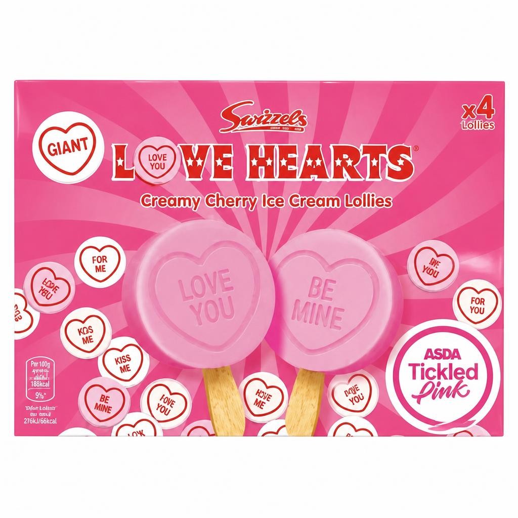 Swizzels Love Hearts Creamy Cherry Ice Cream Lollies 116g  4 x 29g (116g)