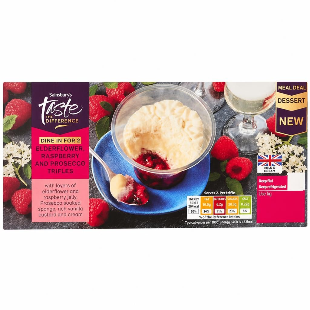 Sainsbury's 2 x 135g Elderflower, Raspberry & Prosecco Trifles, Taste the Difference