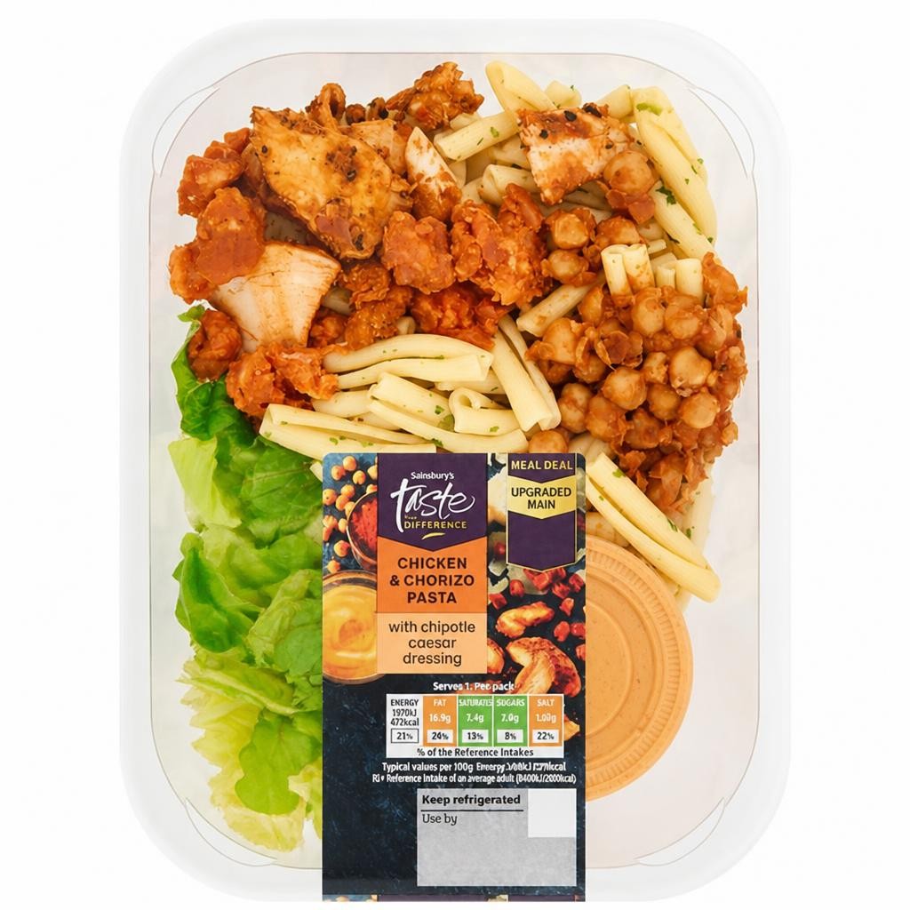Sainsbury's Taste the Difference Chicken & Chorizo Pasta with Chipotle Caesar dressing 240g