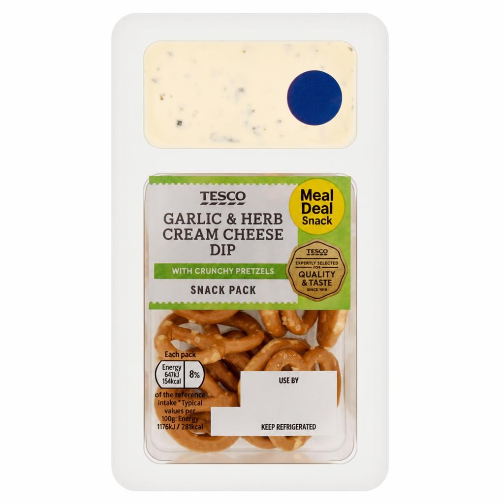 Tesco Mini Pretzels with Garlic & Herb Cream Cheese Dip 55g