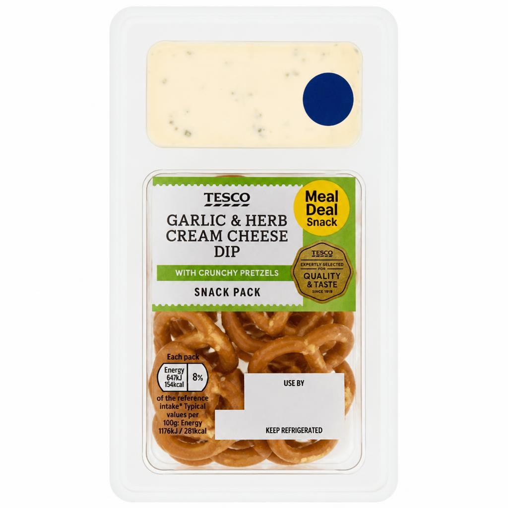 Tesco Mini Pretzels with Garlic & Herb Cream Cheese Dip 55g