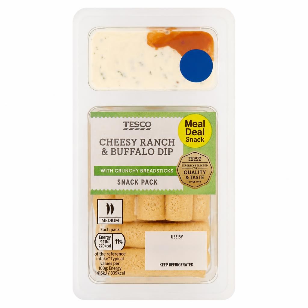 Tesco Breadsticks with Cheesy Ranch & Buffalo Dip 65g