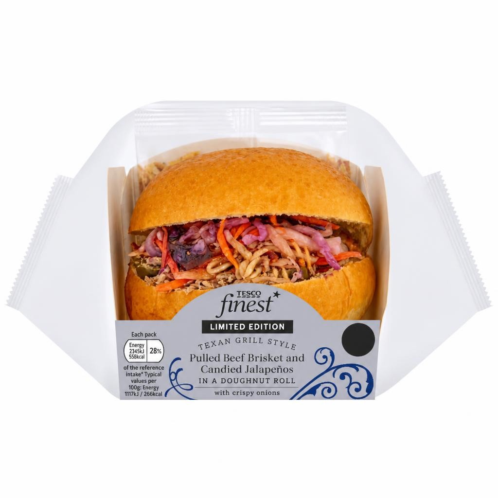 Tesco Finest Texan Grill Pulled Beef Brisket & Candied Jalapenos Doughnut Roll Limited Edition