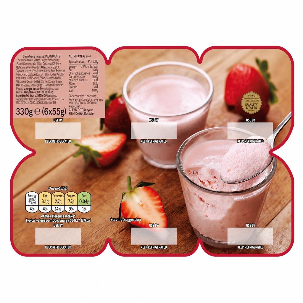 Tesco Strawberry Mousse 6 x 55g