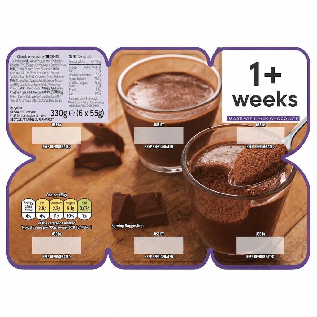 Tesco Chocolate Mousse 6 x 55g