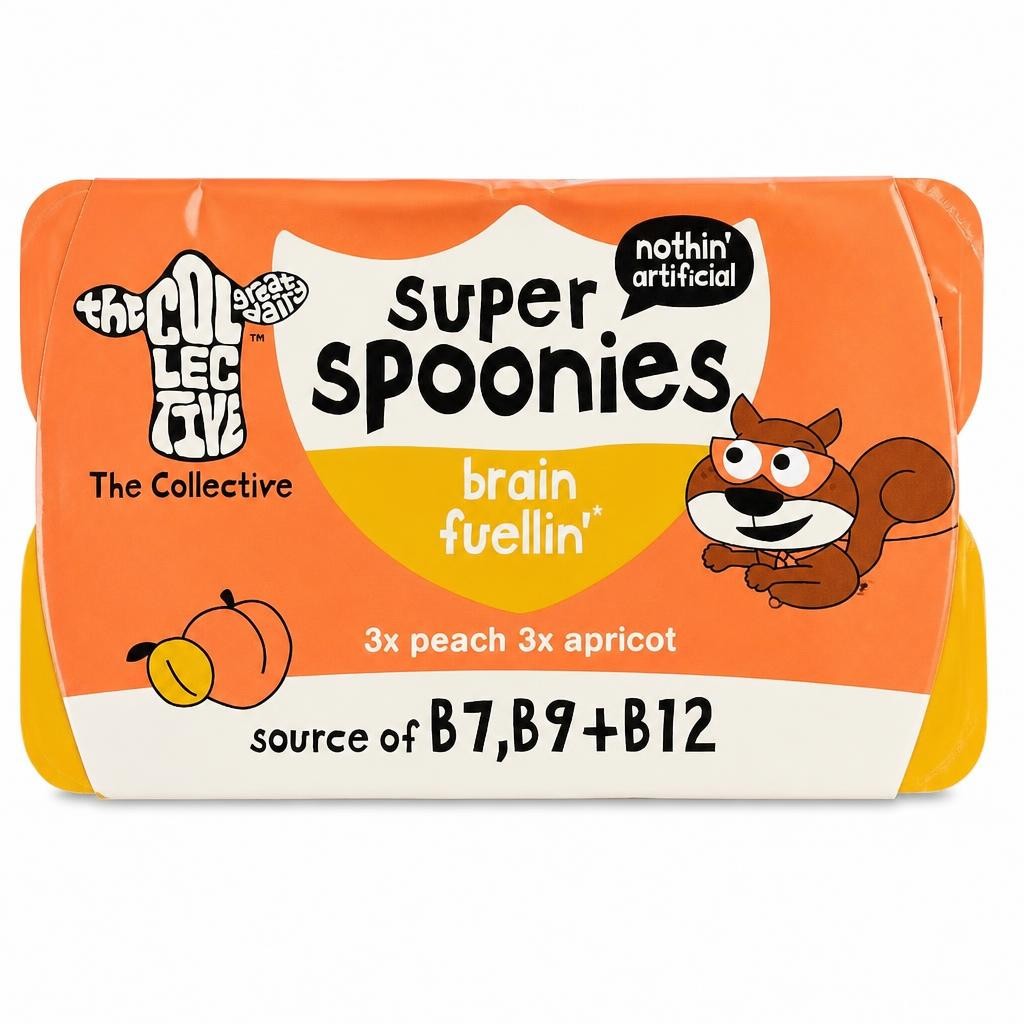 The Collective Dairy Super Spoonies Brain Fuellin Peach & Apricot Yoghurt 6x42g