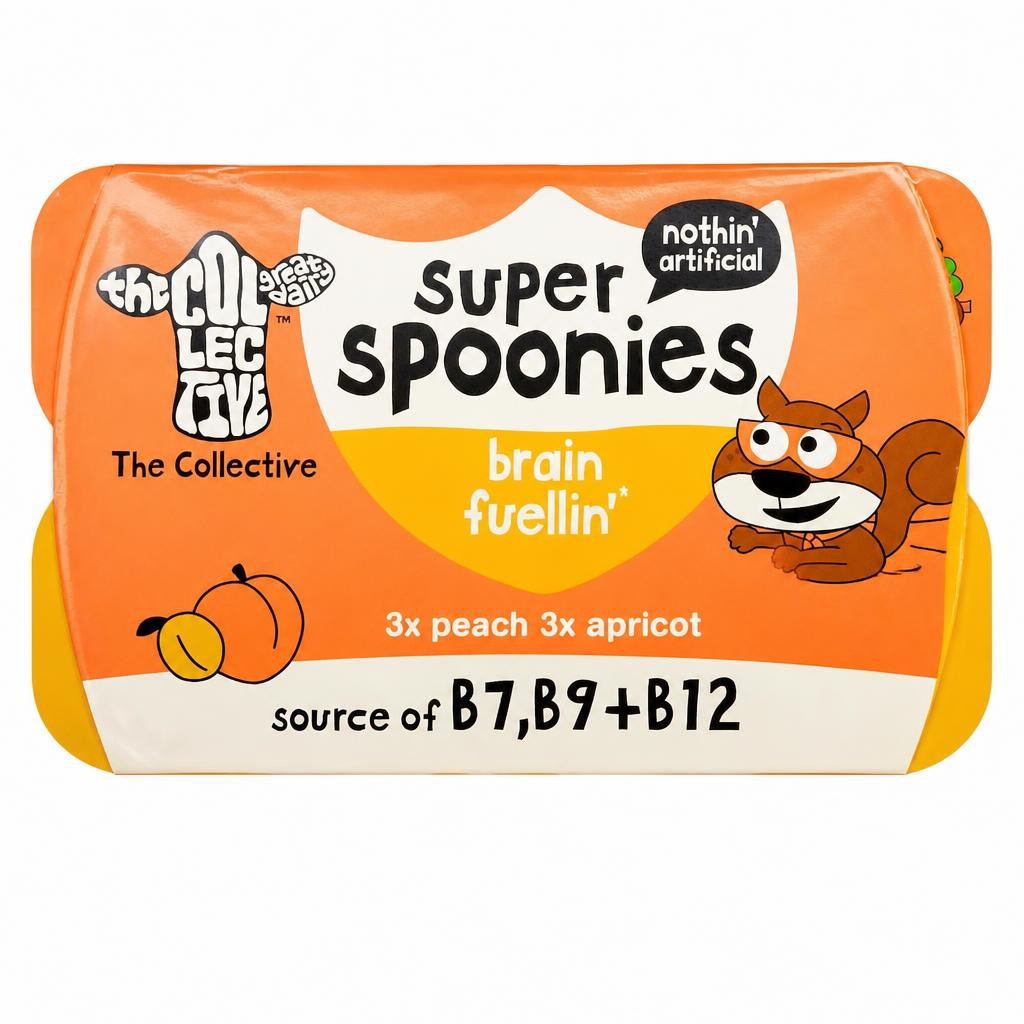 The Collective Dairy Super Spoonies Brain Fuellin Peach & Apricot Yoghurt 6x42g