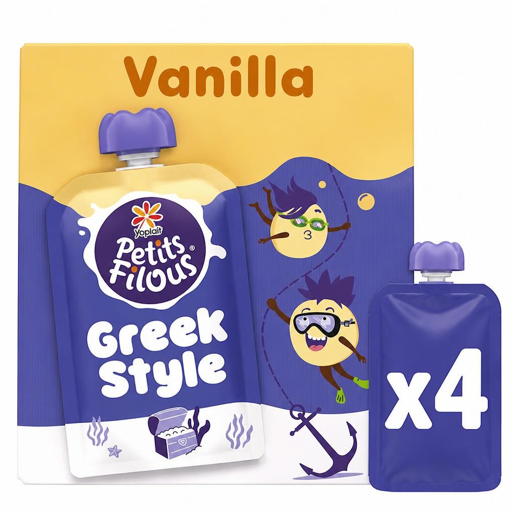 Petits Filous Greek Style Vanilla Yogurt Pouch 4x85g