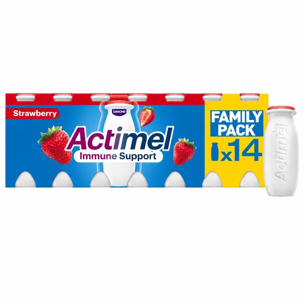 Actimel Strawberry Immune Support Yogurt Drink Family Pack 14x100g