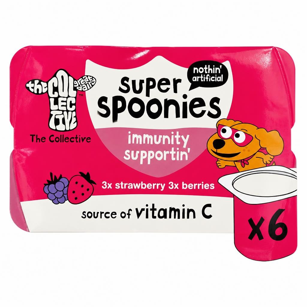 The Collective Dairy Super Spoonies Immunity Supportin Strawberry & Berries Yoghurt 6x42g