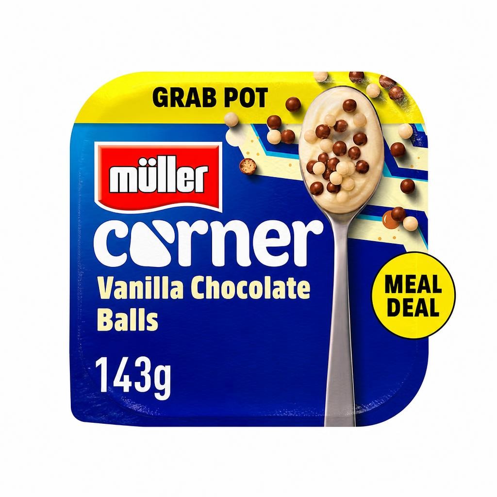 Muller Corner Vanilla Chocolate Balls Grab Pot Yogurt 143g