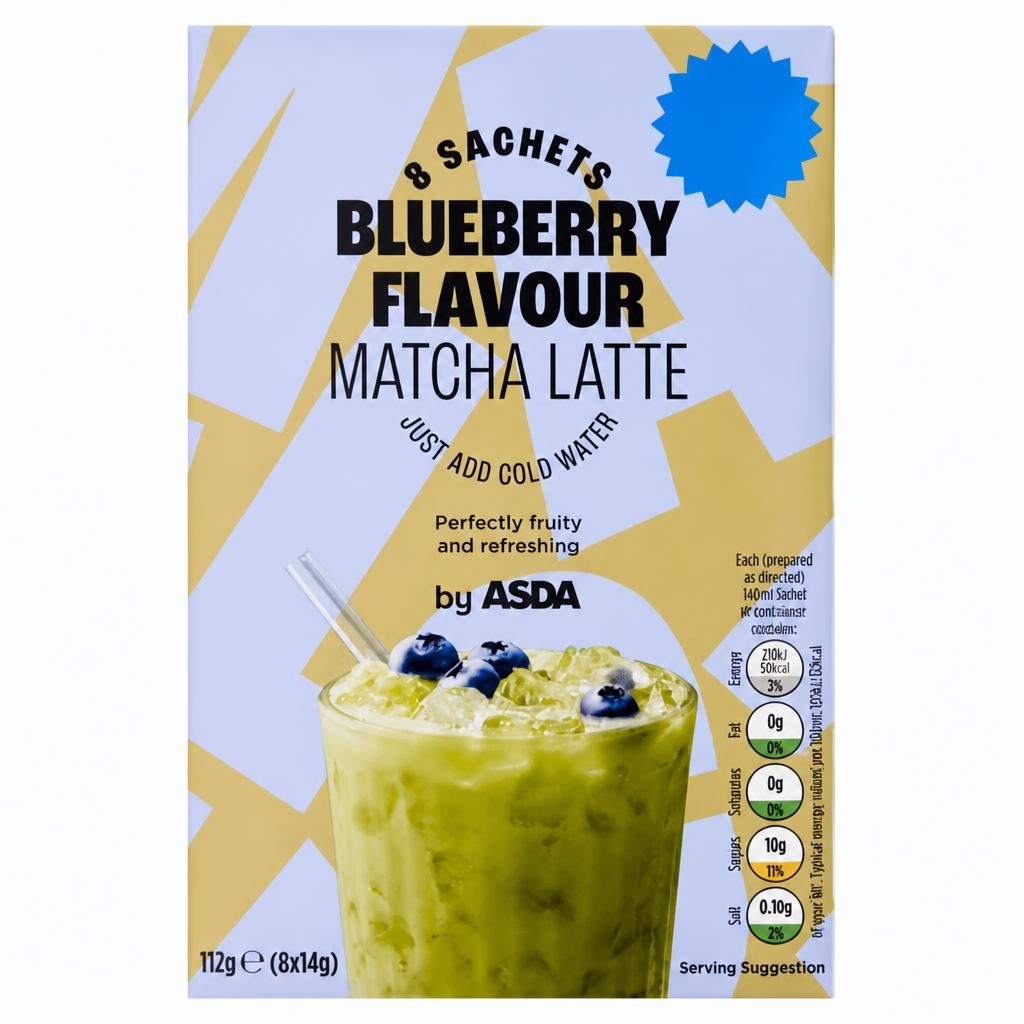 ASDA Blueberry Flavour Matcha Latte 112g (8 x 14g)