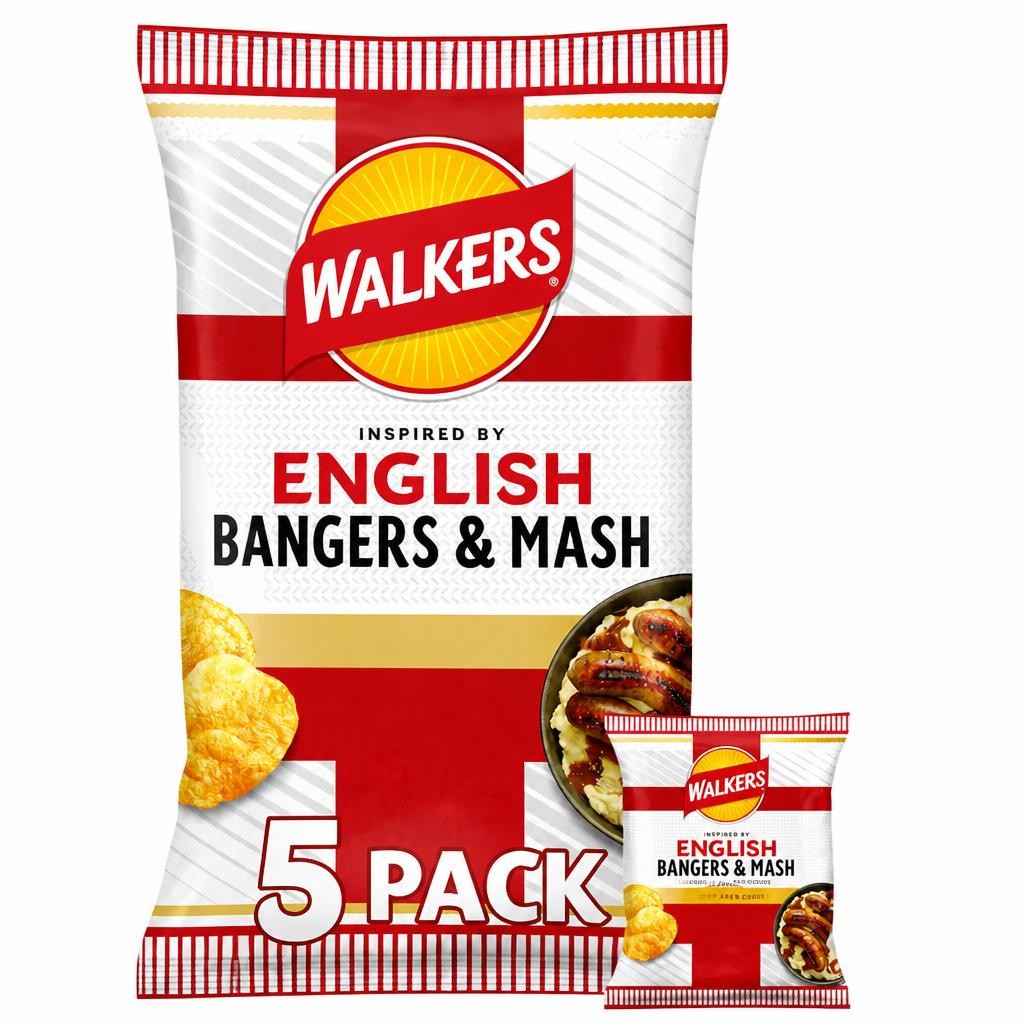 Walkers English Bangers & Mash Crisps 5x25g