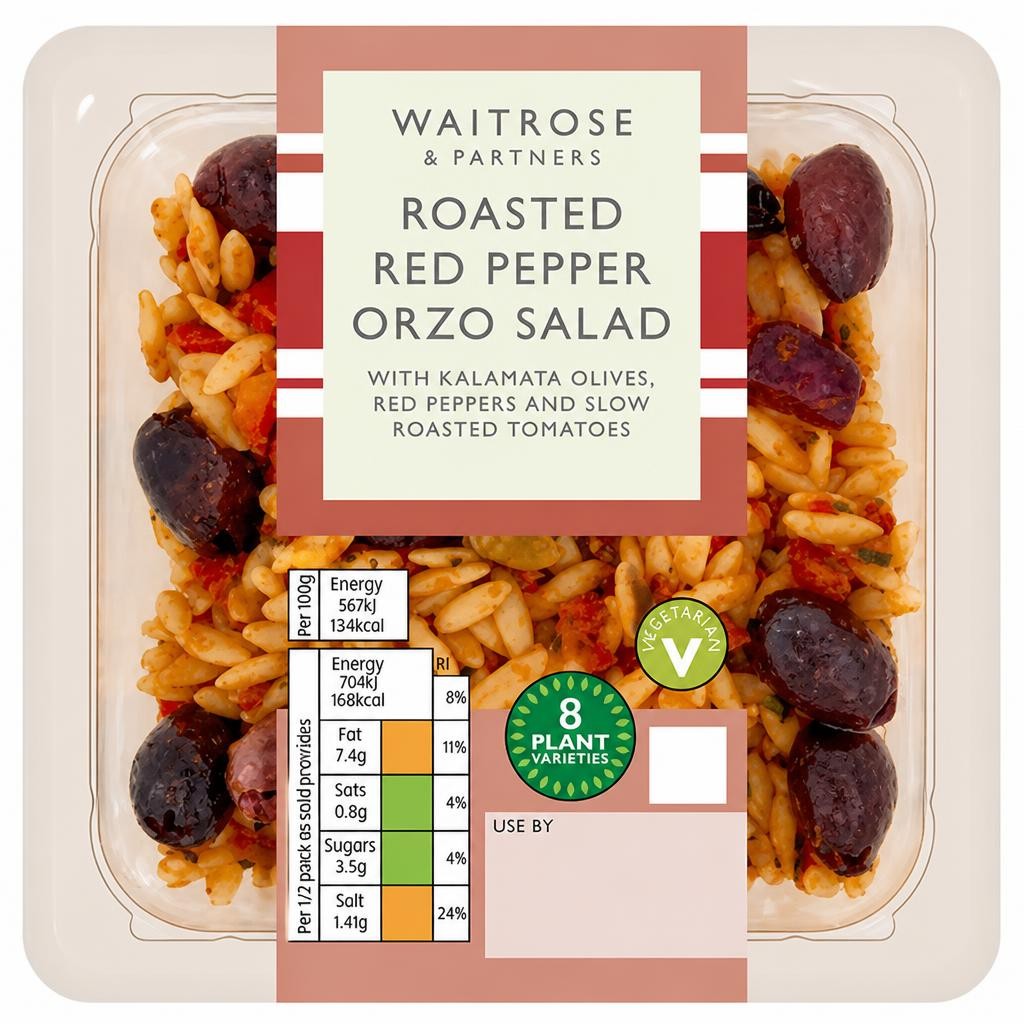 Waitrose Summer Orzo, Fire Roasted Pepper & Black Olive Salad