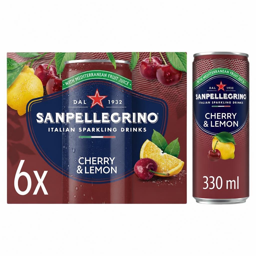San Pellegrino Italian Sparkling Drinks cherry & Lemon 6x330ml