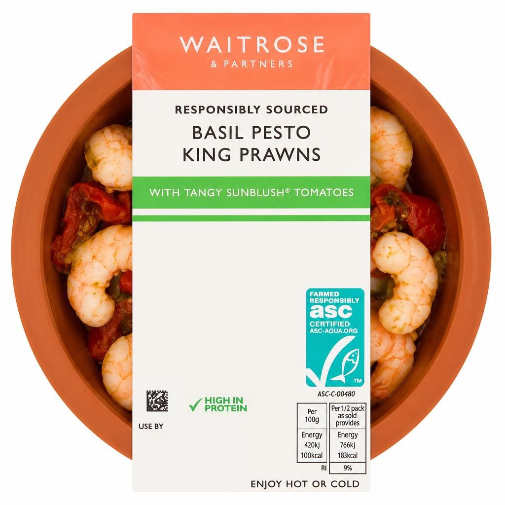 Waitrose ASC Basil Pesto King Prawns