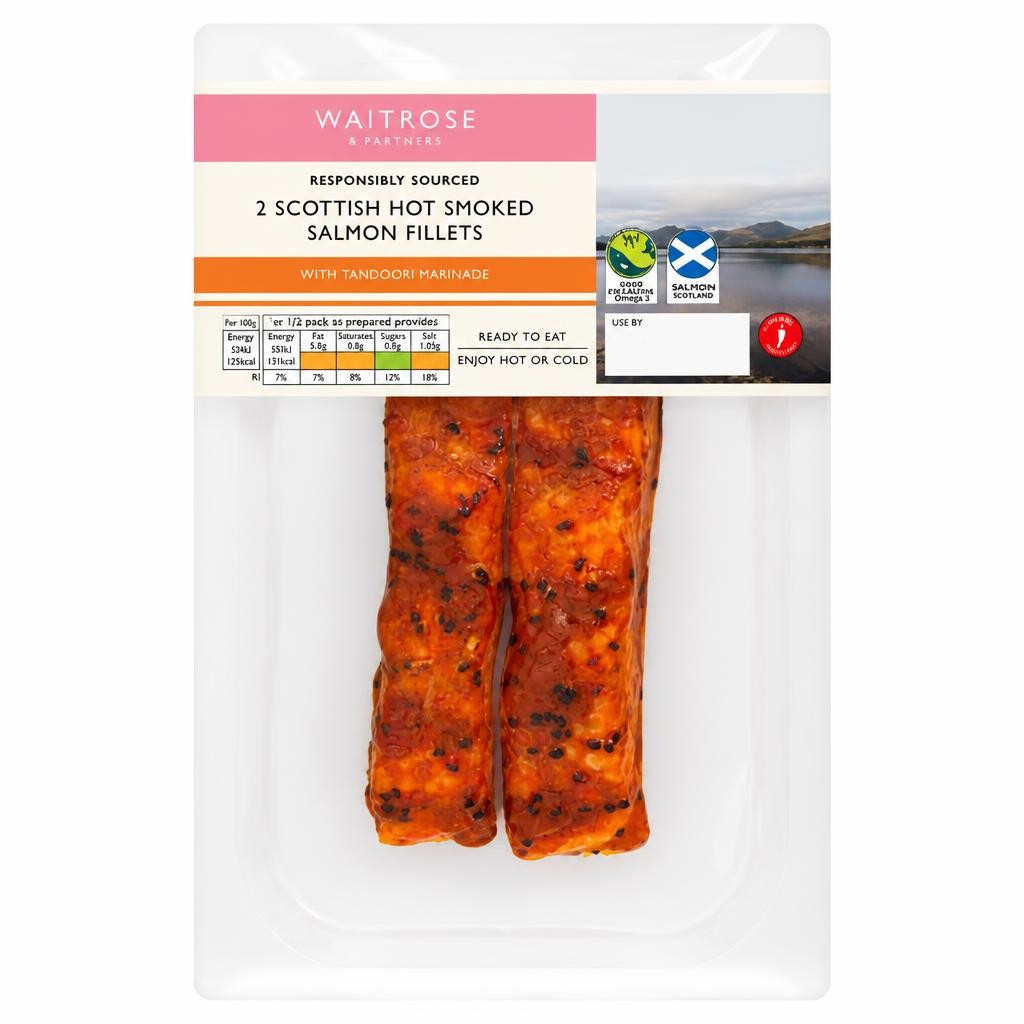 Waitrose 2 Hot Smoked Salmon Fillets Tandoori