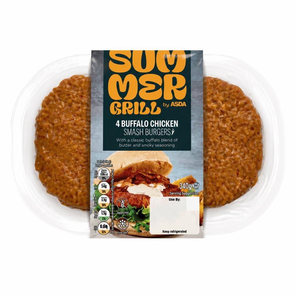 Summer Grill by ASDA 4 Buffalo Chicken Smash Burgers 340g