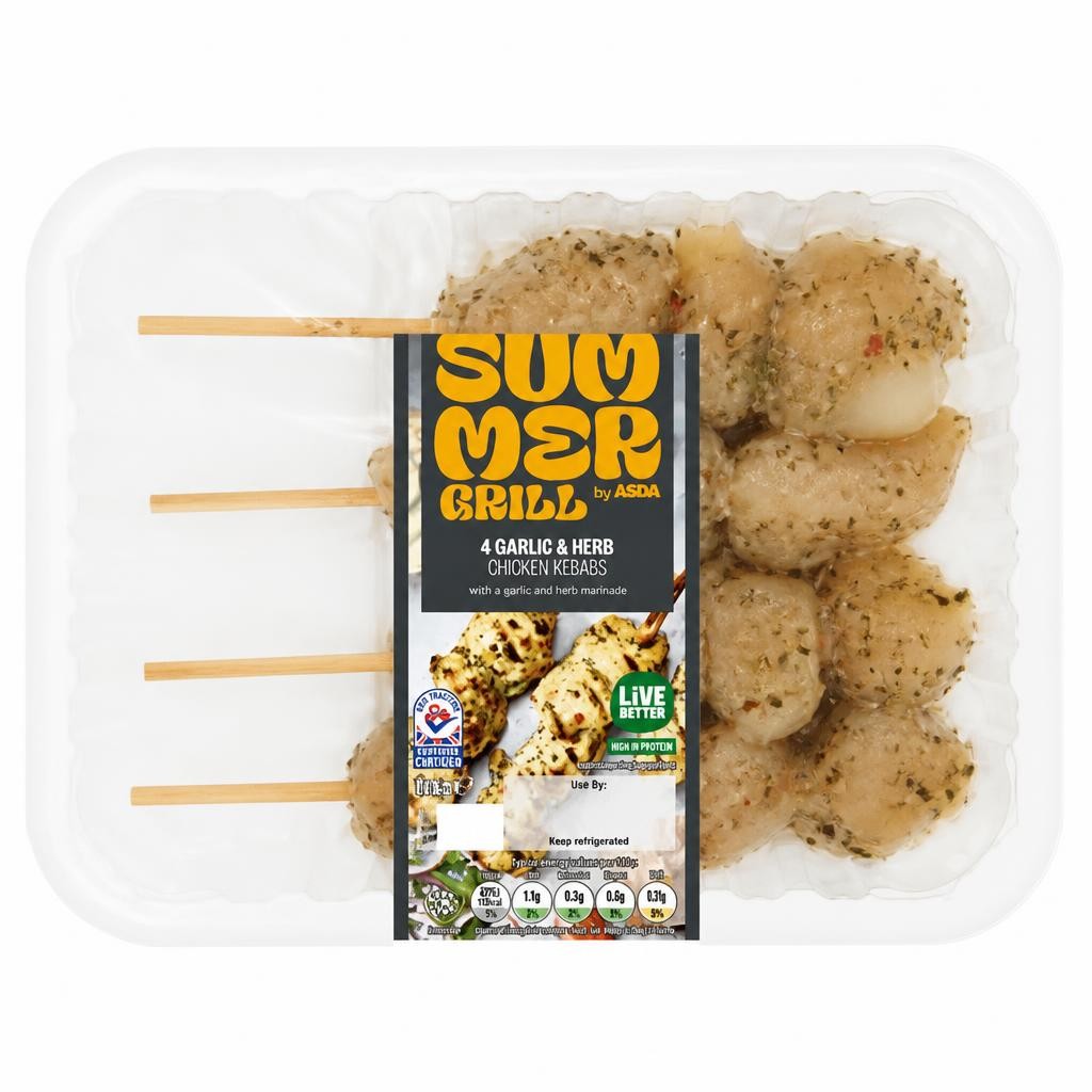 Summer Grill by ASDA Garlic & Herb Chicken Kebabs 280g