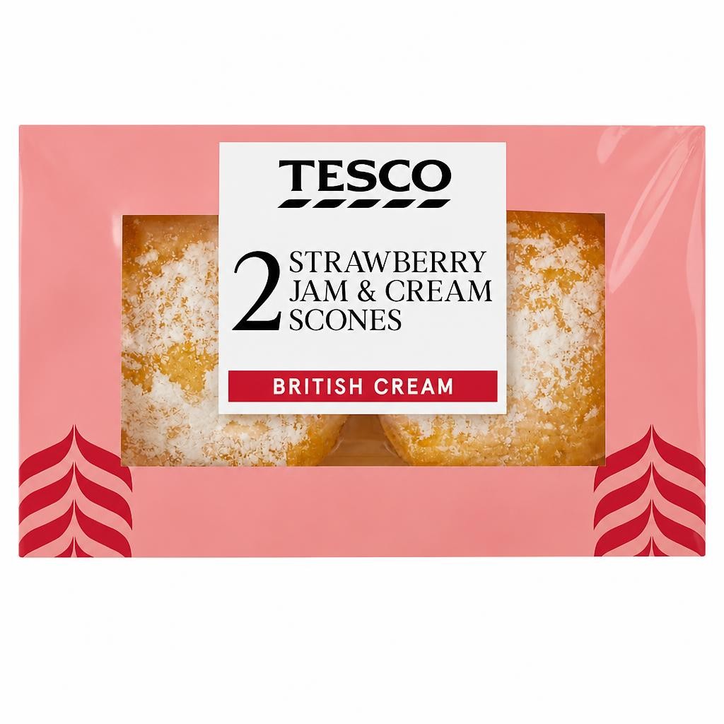 Tesco 2 Strawberry Jam & Cream Scones