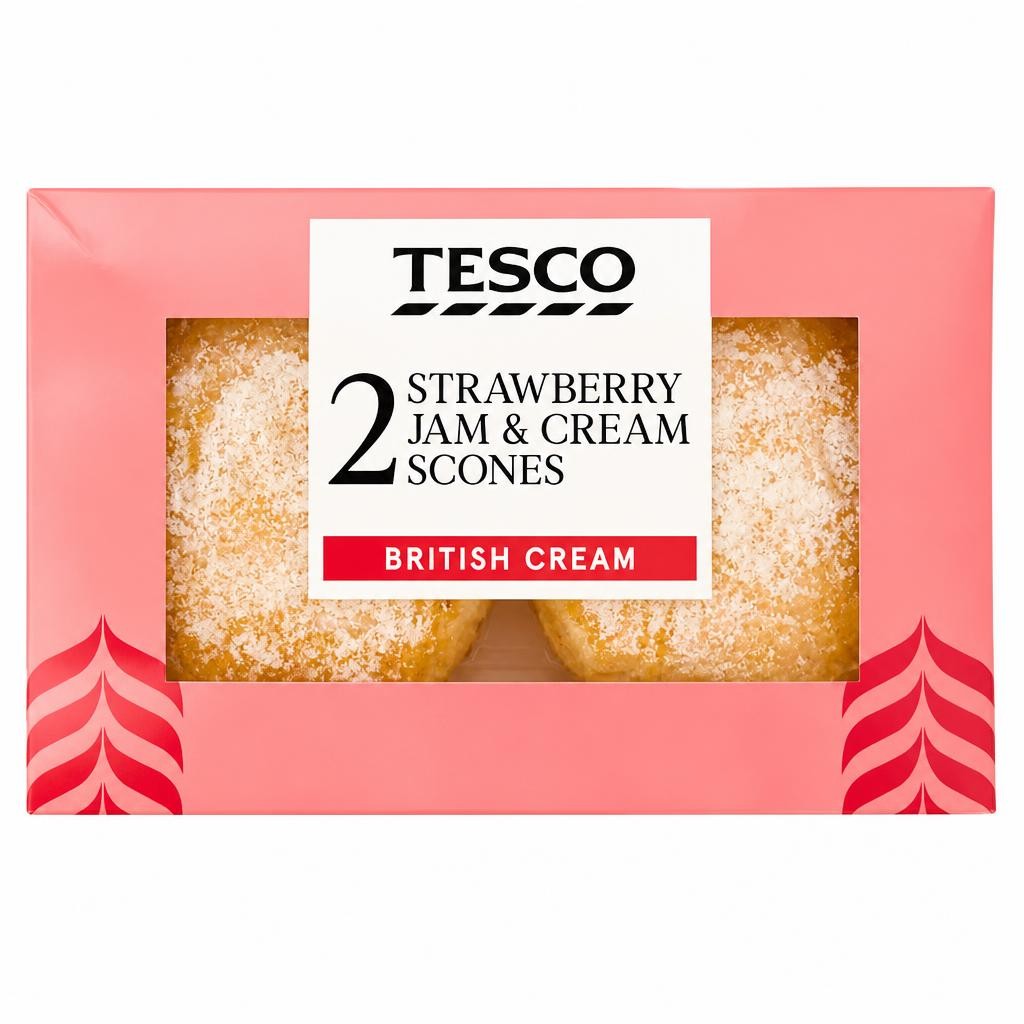 Tesco 2 Strawberry Jam & Cream Scones