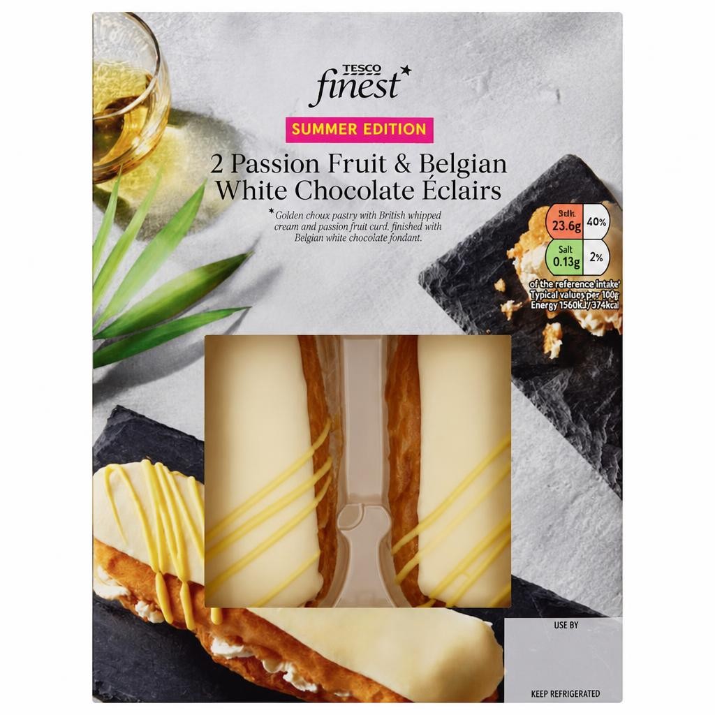 Tesco Finest 2 Passion Fruit & Belgian White Chocolate Éclairs 190G
