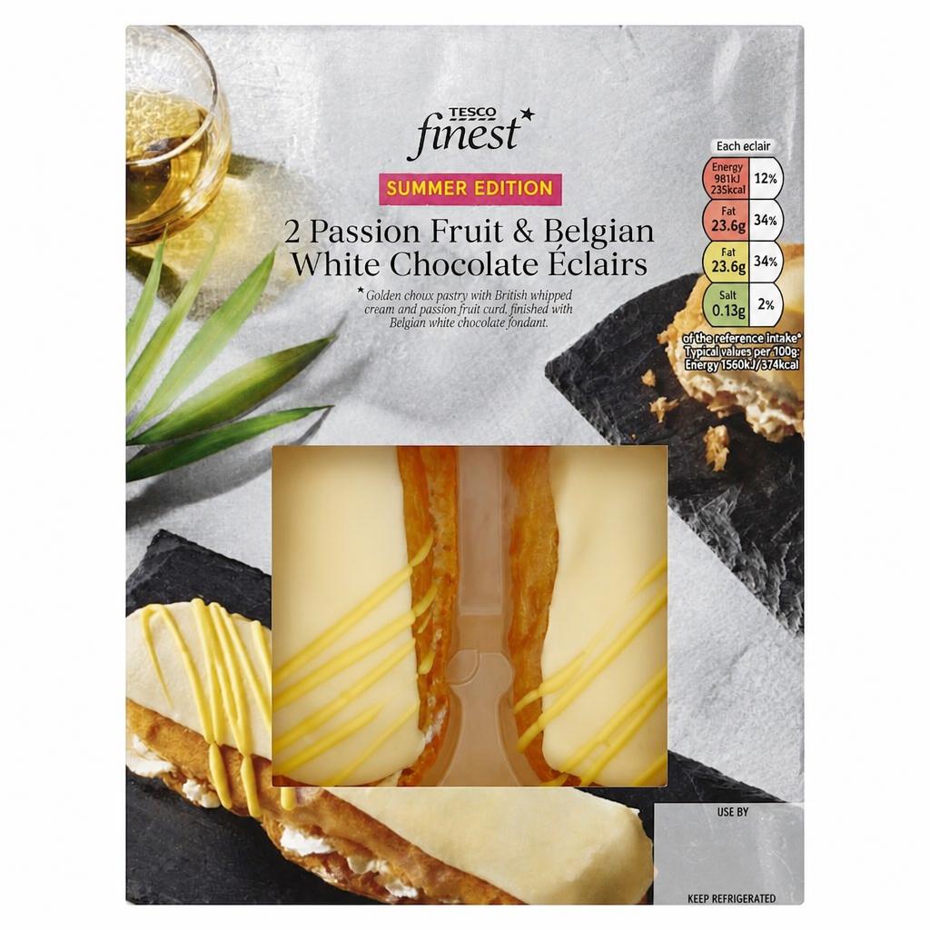 Tesco Finest 2 Passion Fruit & Belgian White Chocolate Éclairs 190G