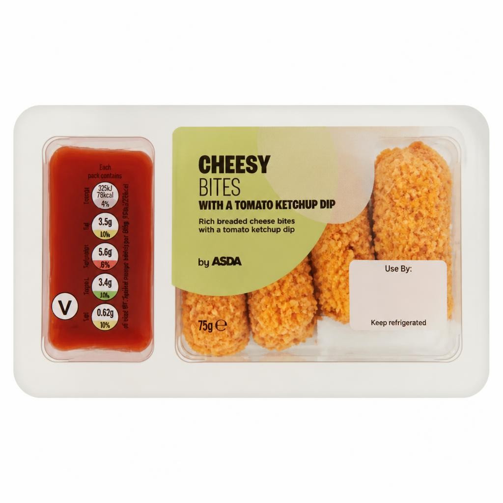 ASDA Tiger Cheesy Bites with a Tomato Ketchup Dip Snack 75g