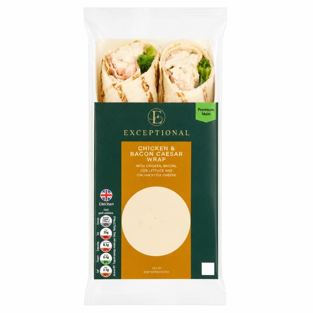 Exceptional by ASDA Chicken & Bacon Caesar Wrap with Caesar Dip