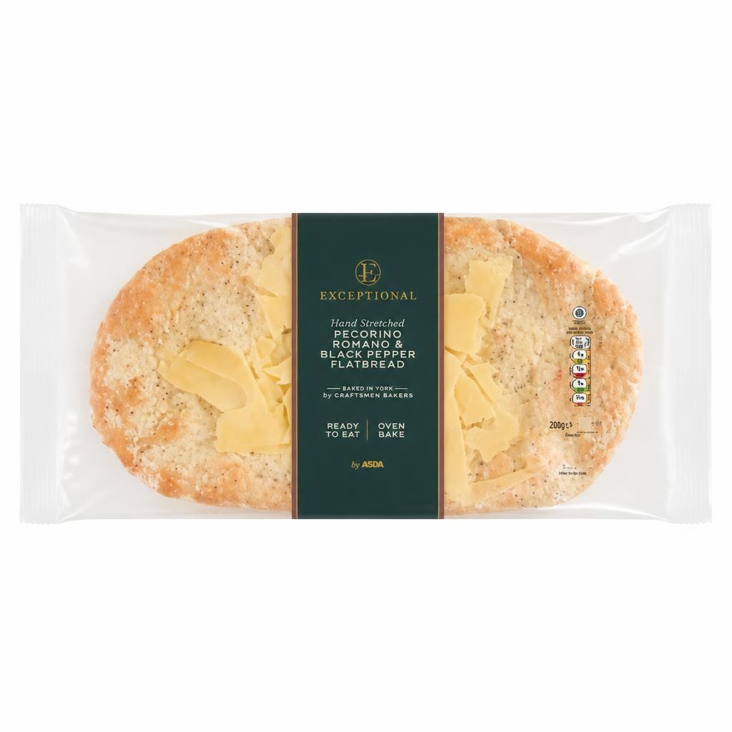 Exceptional by ASDA Hand-Stretched Pecorino Romano & Black Pepper Flatbread 265g