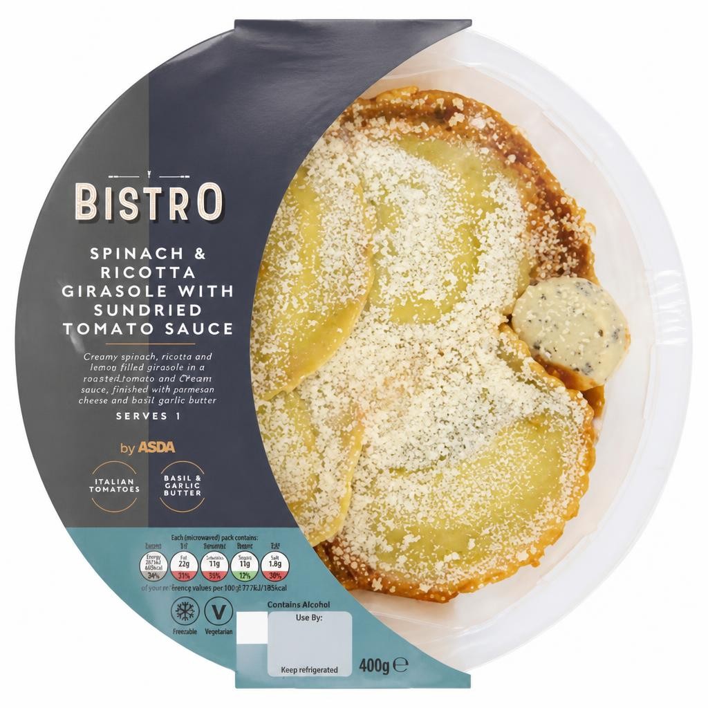 Bistro by ASDA Spinach & Ricotta Girasole with Sundried Tomato Sauce 400g