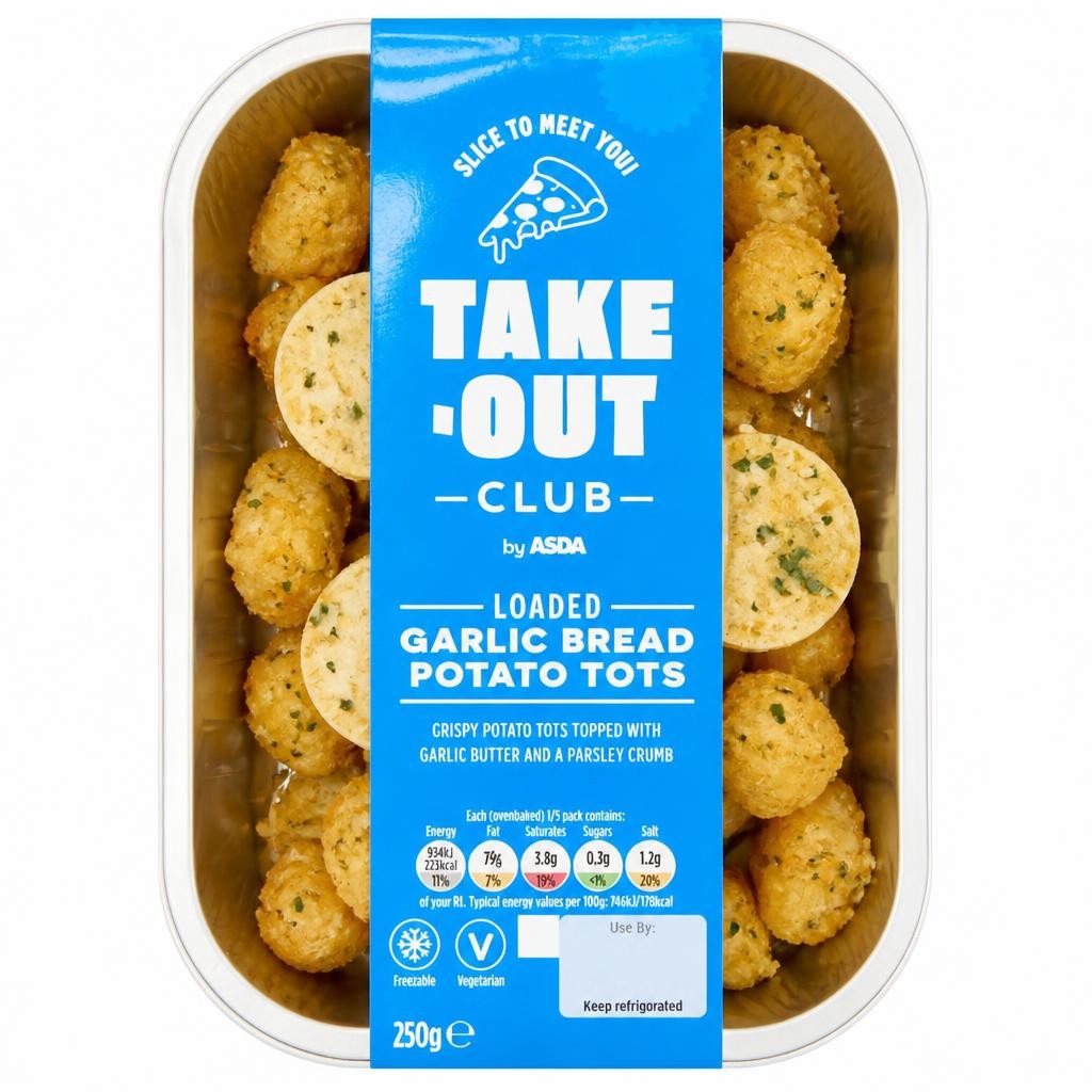 Take-Out Club by ASDA Loaded Garlic Bread Potato Tots 250g