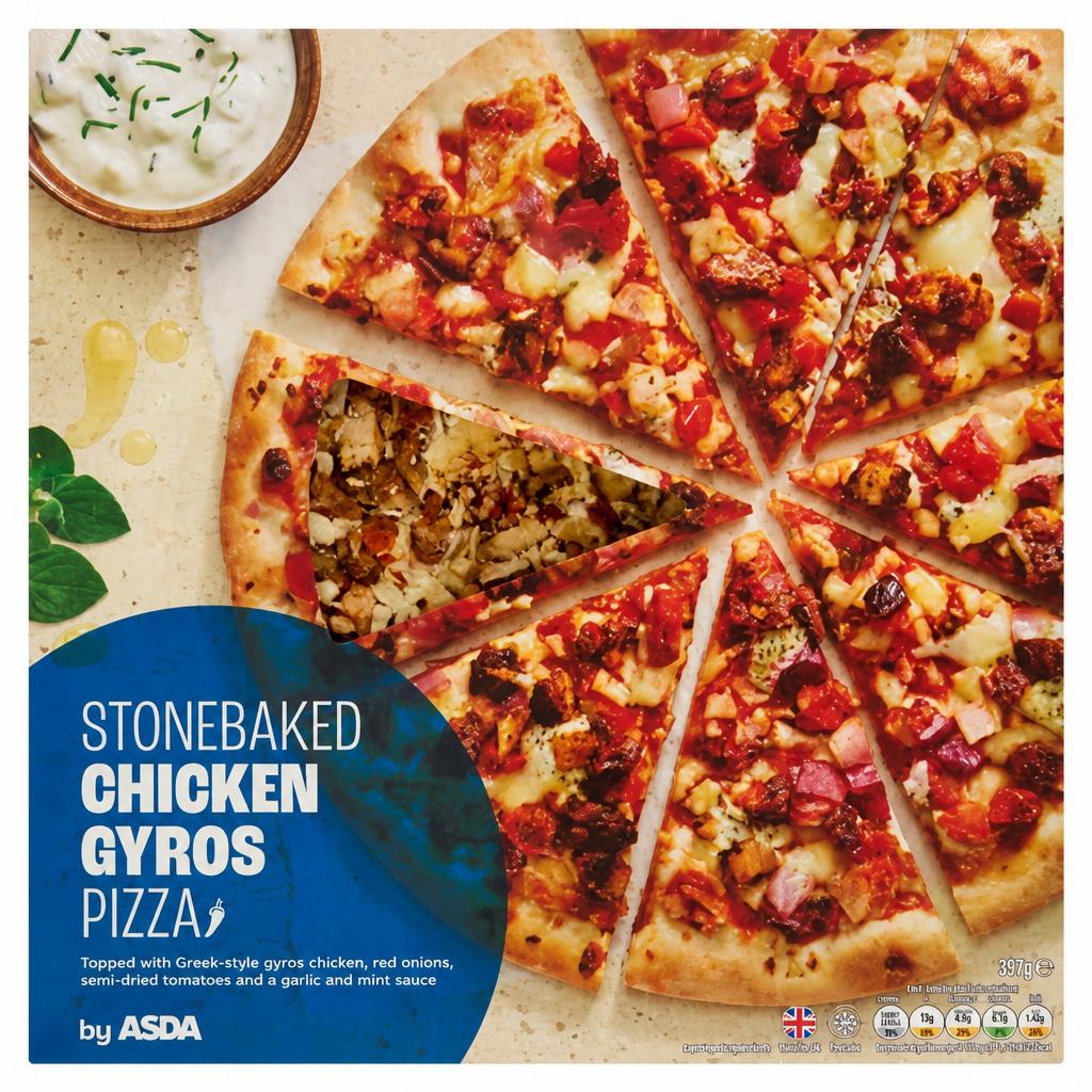 ASDA Stonebaked Chicken Gyros Pizza 355g