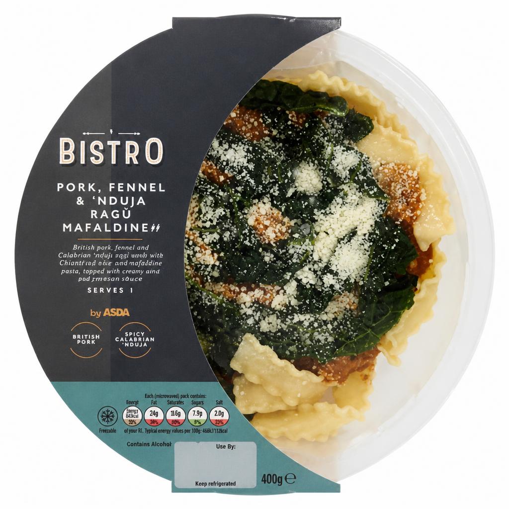 Bistro by ASDA Pork, Fennel & 'Nduja Ragù Mafaldine 400g