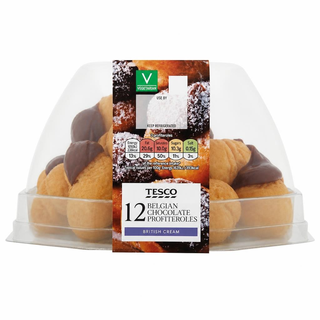 Tesco Belgian Chocolate Profiteroles 12 Pack