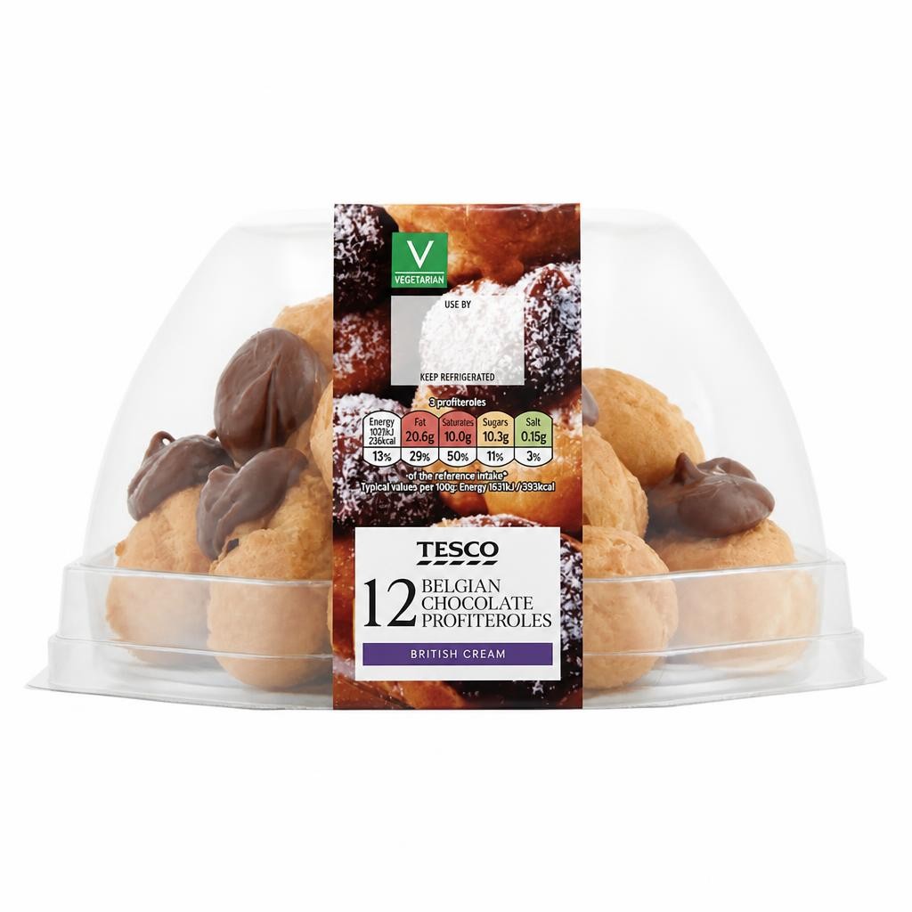 Tesco Belgian Chocolate Profiteroles 12 Pack
