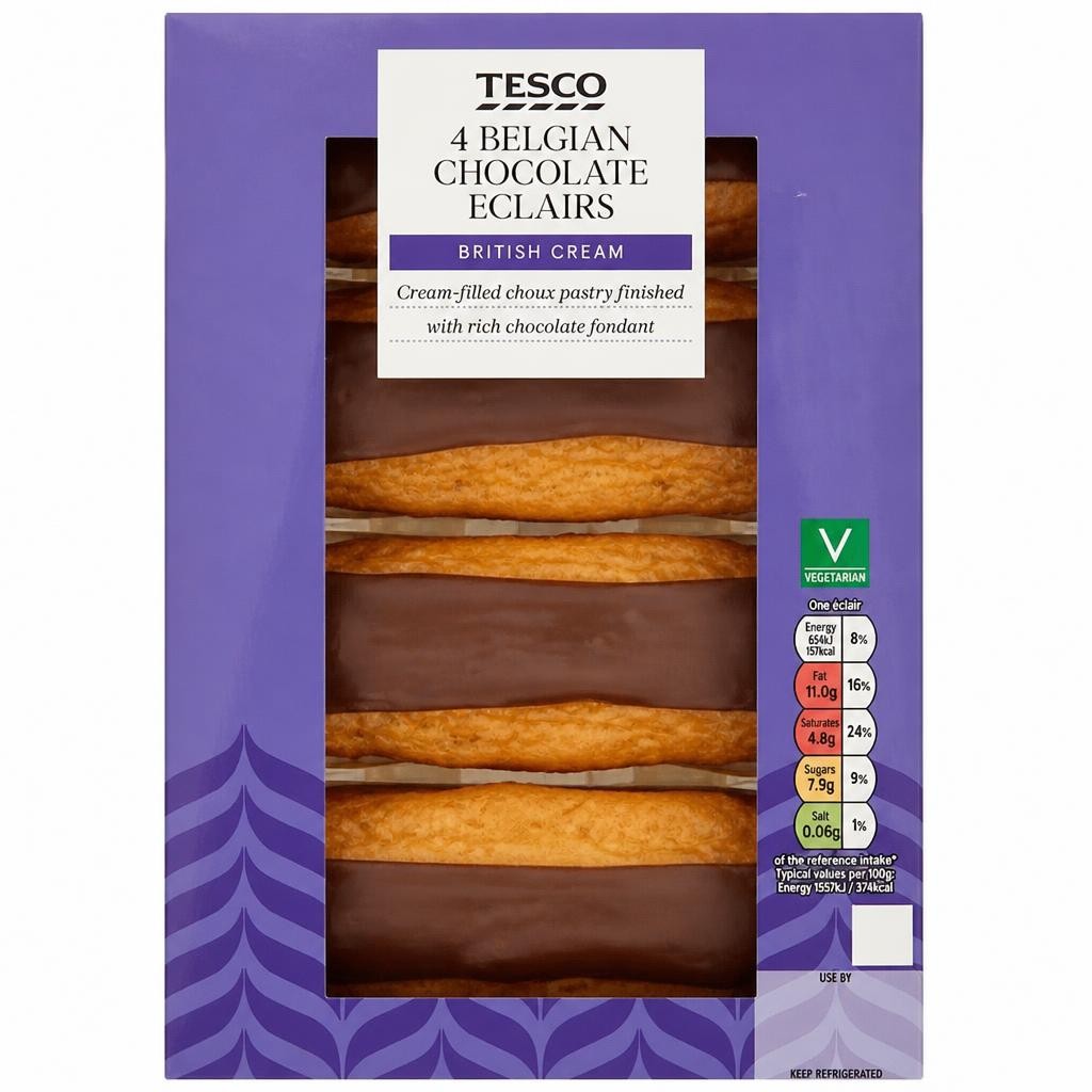 Tesco 4 Belgian Chocolate Eclairs
