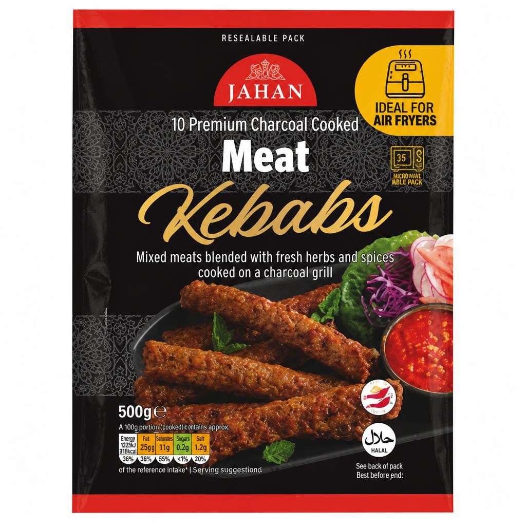 Jahan 10 Premium Charcoal Cooked Meat Kebbabs 500g