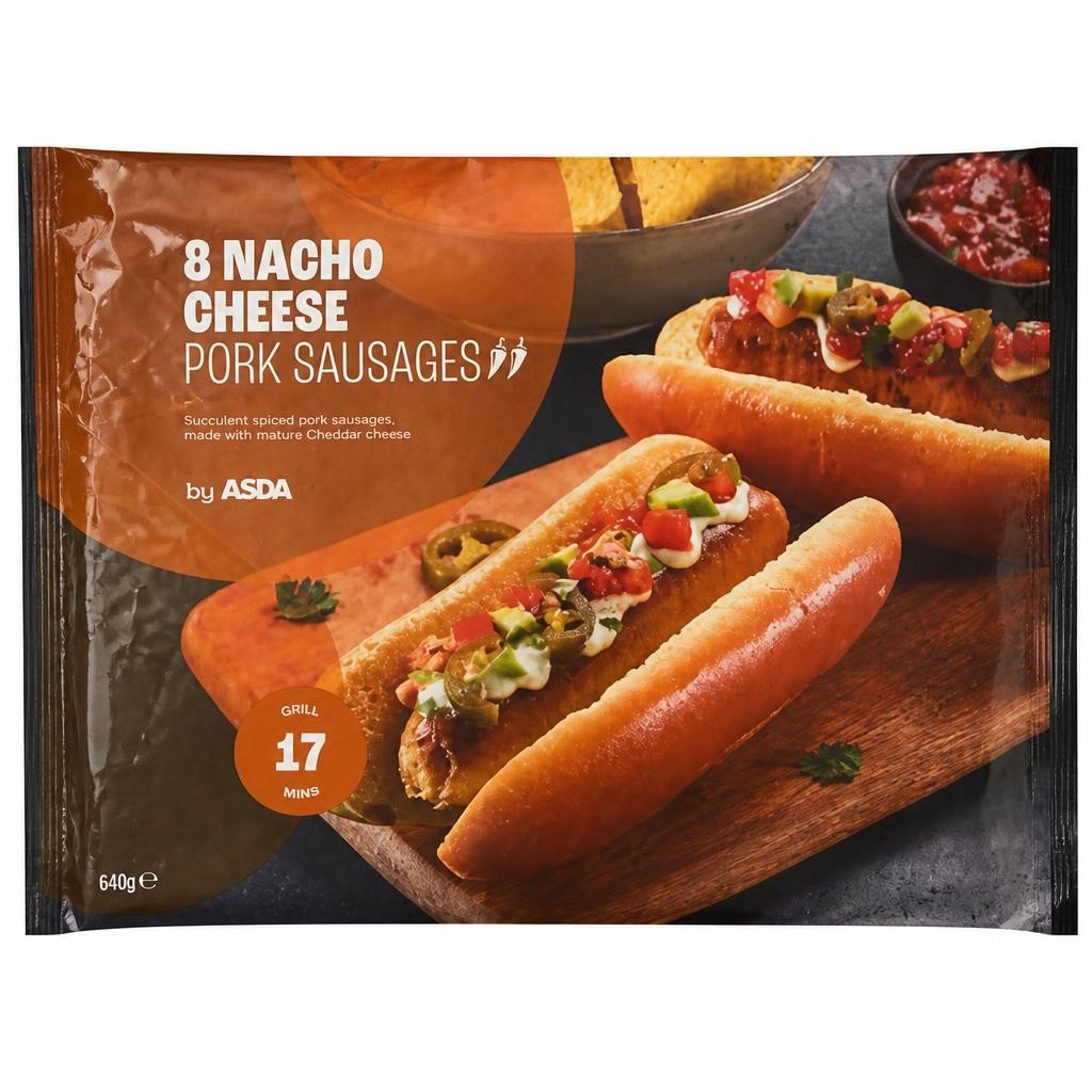 ASDA 8 Nacho Cheese Pork Sausages 640g
