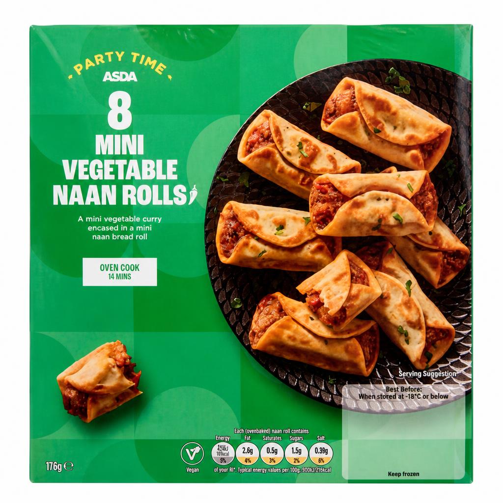 ASDA 8 Mini Vegetable Naan Rolls 176g